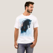  Racing Black Horse Portrait Minimalist Tシャツ (正面フル)