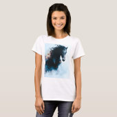  Racing Black Horse Portrait Minimalist Tシャツ (正面フル)