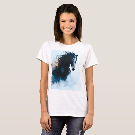  Racing Black Horse Portrait Minimalist Tシャツ (正面フル)