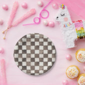 Racing Car Birthday Party Checkered ペーパープレート (パーティー)