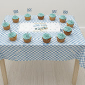 Racing Car Checkered Blue Flag Little Racer テーブルクロス