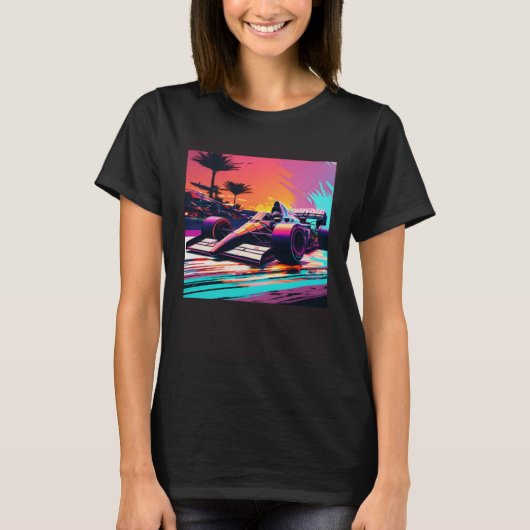 Racing Car for Mechanic Sports fan Retro Sunset Tシャツ (正面)