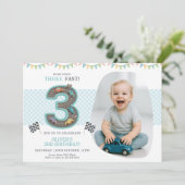 Racing Car Third Birthday Party 招待状 (スタンド正面)