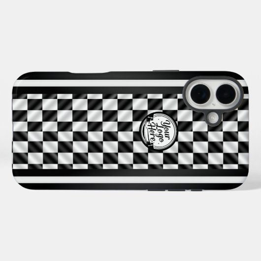 Racing Checkered Black White Sport Logo Case-Mate iPhoneケース (裏面 (横))