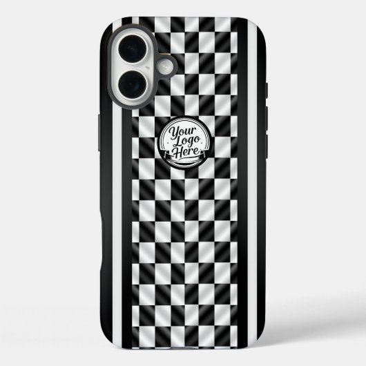 Racing Checkered Black White Sport Logo Case-Mate iPhoneケース (裏面)
