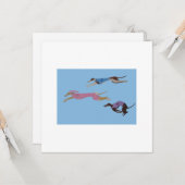 Racing Greyhounds with lead dog in Bunny suit カード (正面/裏面インサイチュ)