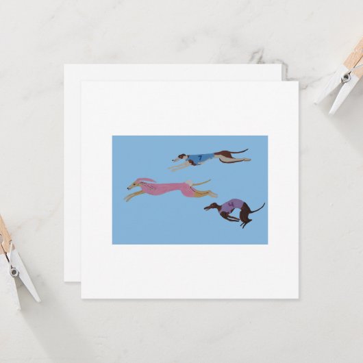 Racing Greyhounds with lead dog in Bunny suit カード (正面/裏面インサイチュ)