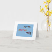 Racing Greyhounds with lead dog in Bunny suit カード (黄色い花)