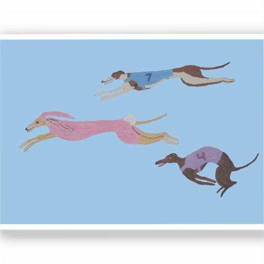 Racing Greyhounds with lead dog in Bunny suit シール (正面)