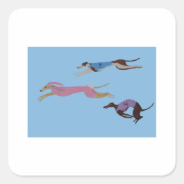 Racing Greyhounds with lead dog in Bunny suit スクエアシール