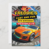 Racing Hot Car Birthday Party 招待状 (正面)