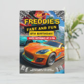 Racing Hot Car Birthday Party 招待状 (スタンド正面)