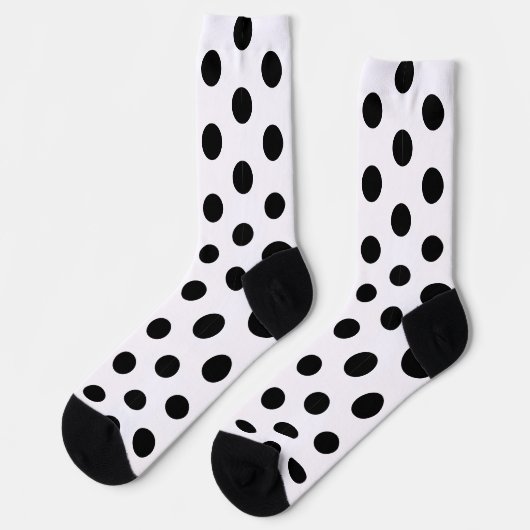 Racing Silks Dots Black on White Derby Polka Dot ソックス (左)