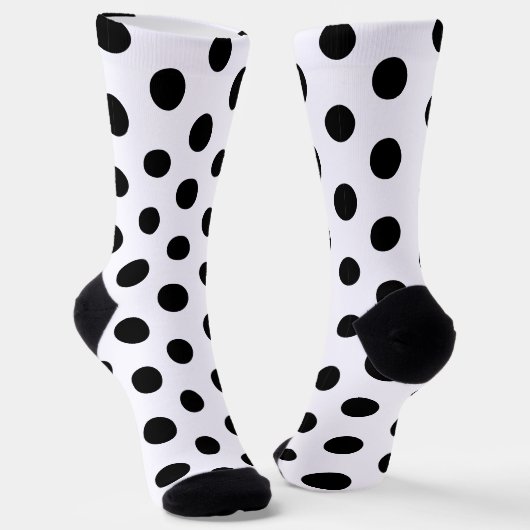 Racing Silks Dots Black on White Derby Polka Dot ソックス (傾斜あり)