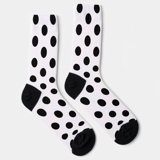 Racing Silks Dots Black on White Derby Polka Dot ソックス (右)