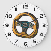 Racing Steering Wheel Controller Gamer ラージ壁時計 (正面)