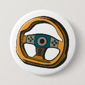 Racing Steering Wheel Controller Gamer 缶バッジ (正面)