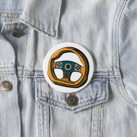 Racing Steering Wheel Controller Gamer 缶バッジ (インサイチュ)