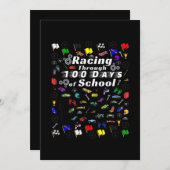 Racing Through 100 Days Of School Race Car Themed セーブザデート (正面/裏面)