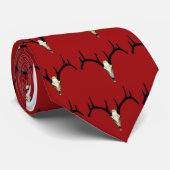 Rackgrafix赤いBuckskullのタイ ネクタイ (ロール)