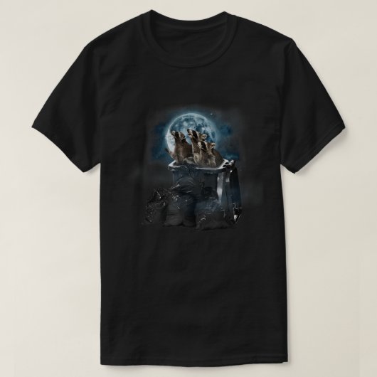 Rackon Moon Shirt -おもしろいアライグマが吠える Tシャツ (デザイン正面)