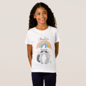RacoonとRainbow Birthday Partyに名前を追加 Tシャツ (正面フル)