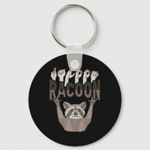 Racoon Aslハンドジェスチャーろう聴覚喪失待ち キーホルダー