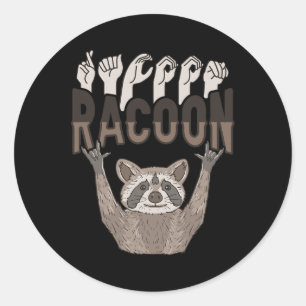 Racoon Aslハンドジェスチャーろう聴覚喪失待ち ラウンドシール