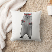 Racoon at Fitness with Dumbbells クッション (ブランケット)