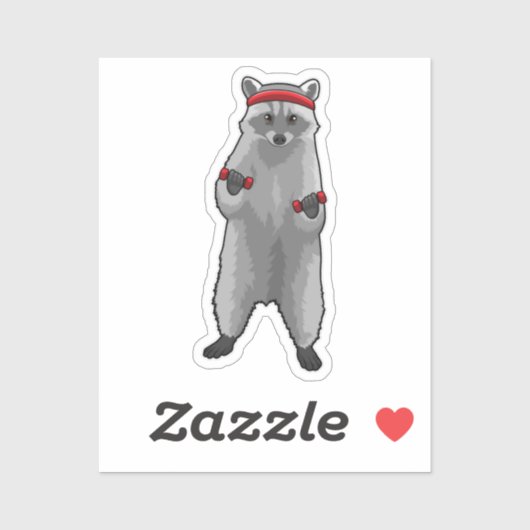 Racoon at Fitness with Dumbbells シール (シート)