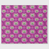 racoon_grayとピンク ラッピングペーパー (フラット)