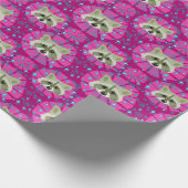 racoon_grayとピンク ラッピングペーパー (角)