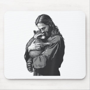 Racoon Lover Trash Panda Christian Jesus Holding A マウスパッド