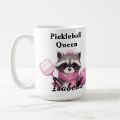 Racoon Pink Pickleball Queen Mug コーヒーマグカップ (左)