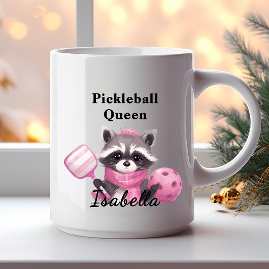 Racoon Pink Pickleball Queen Mug コーヒーマグカップ