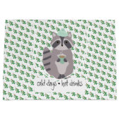 Racoon With A Hot Drink ラージペーパーバッグ (正面)