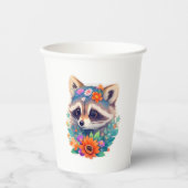 Racoon with Flowers 紙コップ (正面)