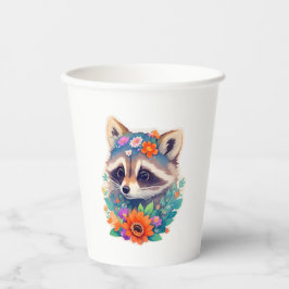 Racoon with Flowers 紙コップ