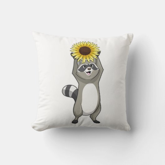 Racoon with Sunflower クッション (正面)