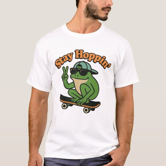 Rad Frog on a Skateboard T-Shirt Chill Vibes Only Tシャツ (正面)