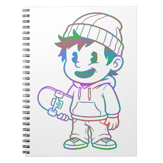 Rad Orange: Skater Boy Retro ノートブック (正面)