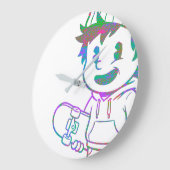 Rad Orange: Skater Boy Retro ラージ壁時計 (傾斜)