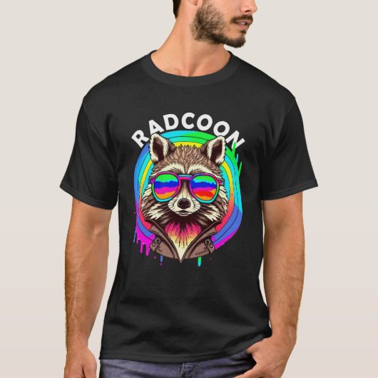 Rad Racoon Radcoon  Animal Sunglasses 80 s Retro S Tシャツ (正面)