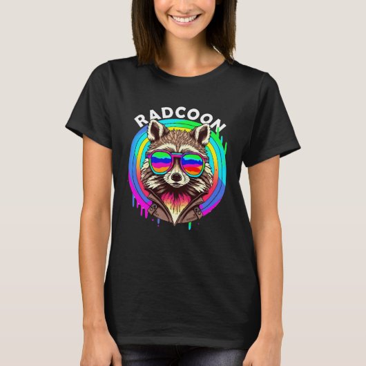 Rad Racoon Radcoon  Animal Sunglasses 80 s Retro S Tシャツ (正面)