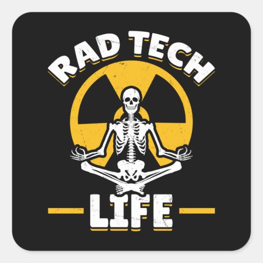 Rad Tech Yoga Skeleton Xray Radiology スクエアシール (正面)