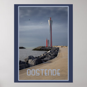 Radar Tower, Oostende Habour, Belgium  ポスター