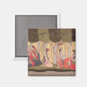 RadhaとKrishnaはクルーの木立に座っていた マグネット (正面/裏面)