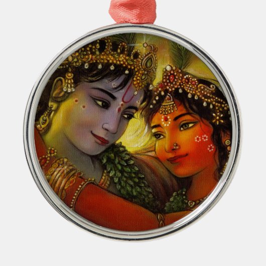 RADHA KRISHNAのクラシックな絵画 メタルオーナメント (正面)