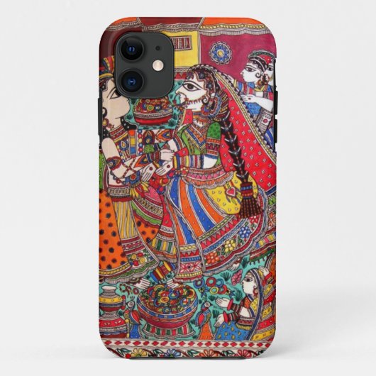 RADHA KRISHNAのヒンズー教の神MADHUBANIの芸術のスタイル Case-Mate iPhoneケース (裏面)