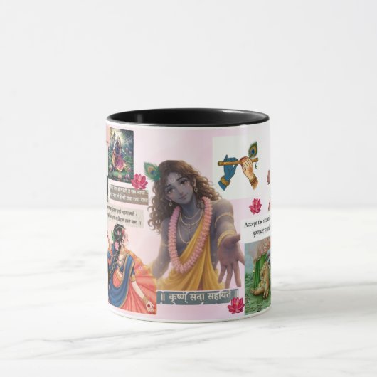 Radha Krishna Aesthetic Collage Mug – Soft Pastel  マグカップ (中央)
